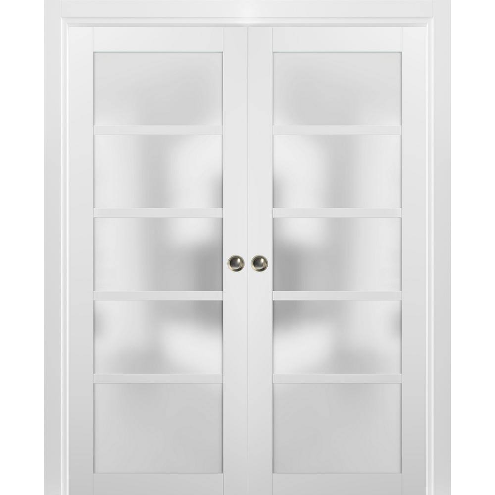 Assemble Required 64 in. x 84 in. Single Panel White Wood Solid MDF Sliding Door with Double Pocket Hardware price history on PriceWatchPro