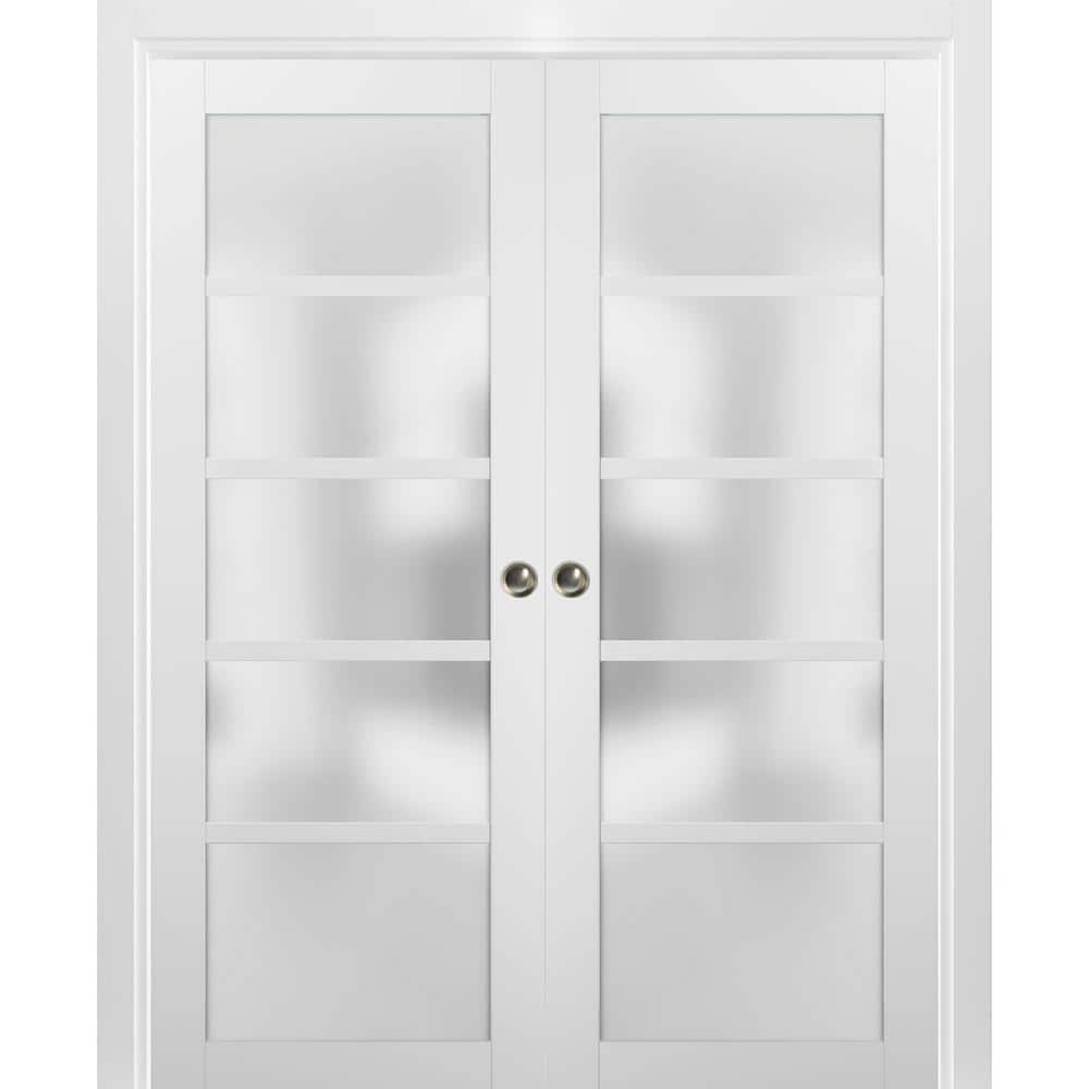 Assemble Required 72 in. x 84 in. Single Panel White Wood Solid MDF Sliding Door with Double Pocket Hardware price history on PriceWatchPro