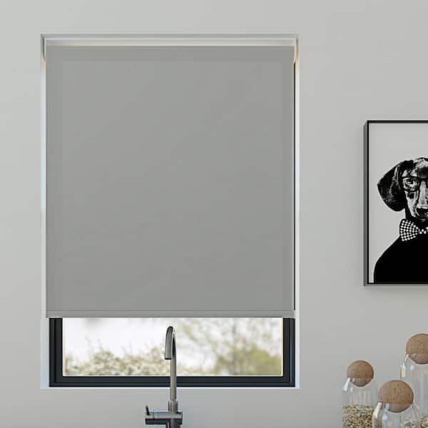 Sun Zero Morris Gray Cordless Light Filtering Daybreak Fabric Roller Shade 23 in. W x 72 in. L