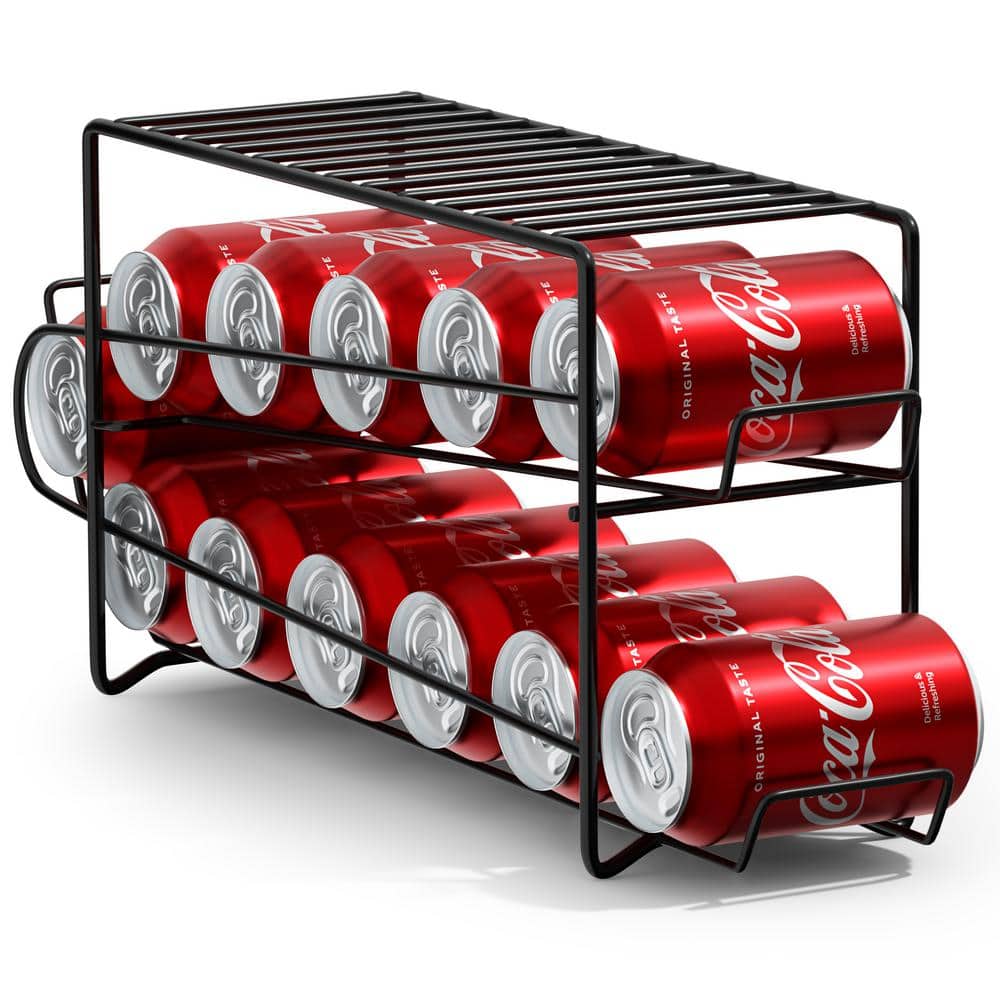 Soda Can Rack Beverage Dispenser-Soda Can Organizer Dispenses 12 Standard S