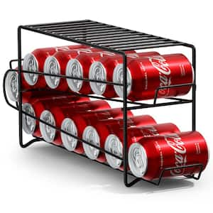 Soda Can Rack Beverage Dispenser-Soda Can Organizer Dispenses 12 Standard Size 12oz Soda Cans (1 Pack, Black)