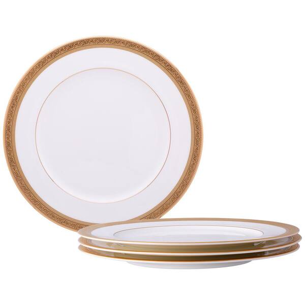 Noritake Summit Gold 10.75 in. (Gold) Bone China Dinner Plates, (Set of
