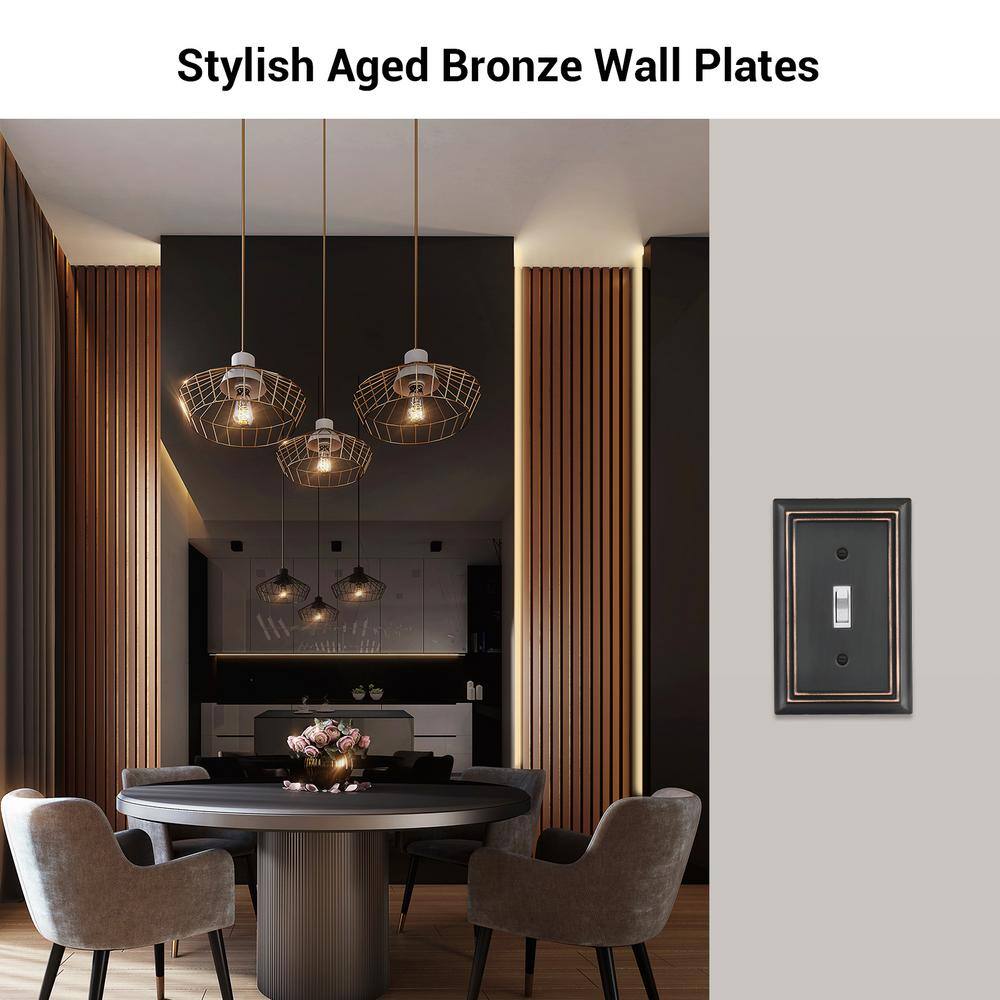 Sleeklighting 4 Pack Beveled Oil Rubbed Bronze Outlet Covers | 1 Gang Toggle
