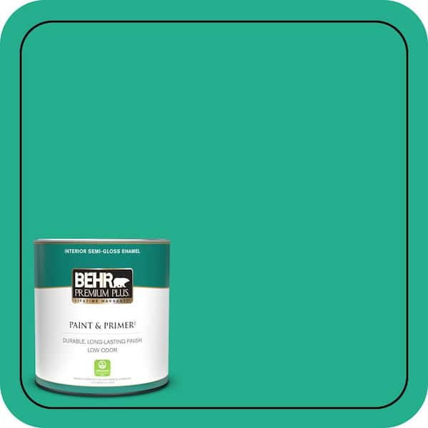 BEHR PREMIUM PLUS 1 qt. #480B-5 Mermaid Song Semi-Gloss Enamel Low Odor Interior Paint & Primer