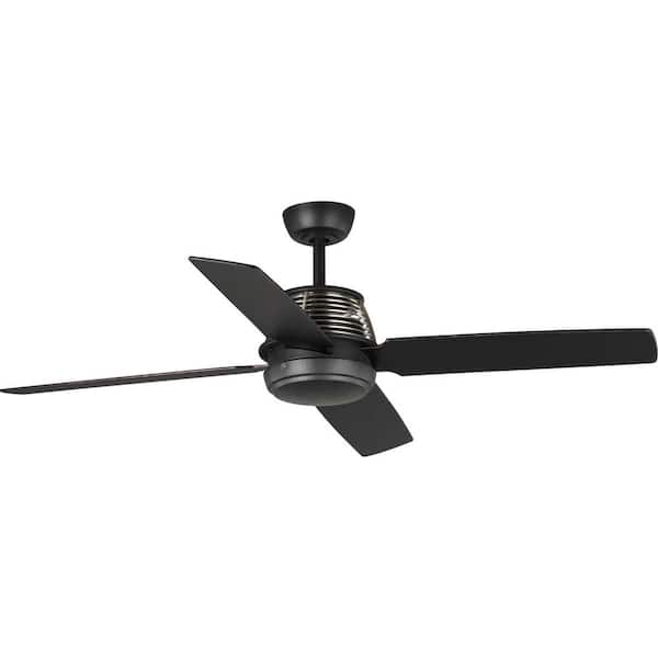 Progress Lighting Shaffer 56 in. 4-Blade Black Ceiling Fan