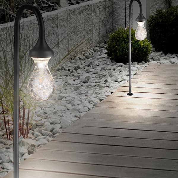 Black Outdoor Integrated Led Path Light, Home Depot Landscape Lighting Low Voltage