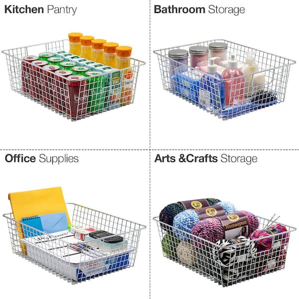 Sorbus Metal Wire Storage Cabinet Baskets, Kitchen Pantry Organizer - Storage  Bins for Home, Bathroom, Laundry Room, Closet Organization (4-Pack, Black)  