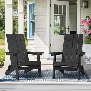 LUE BONA Black Plastic Modern Folding Adirondack Outdoor Chair