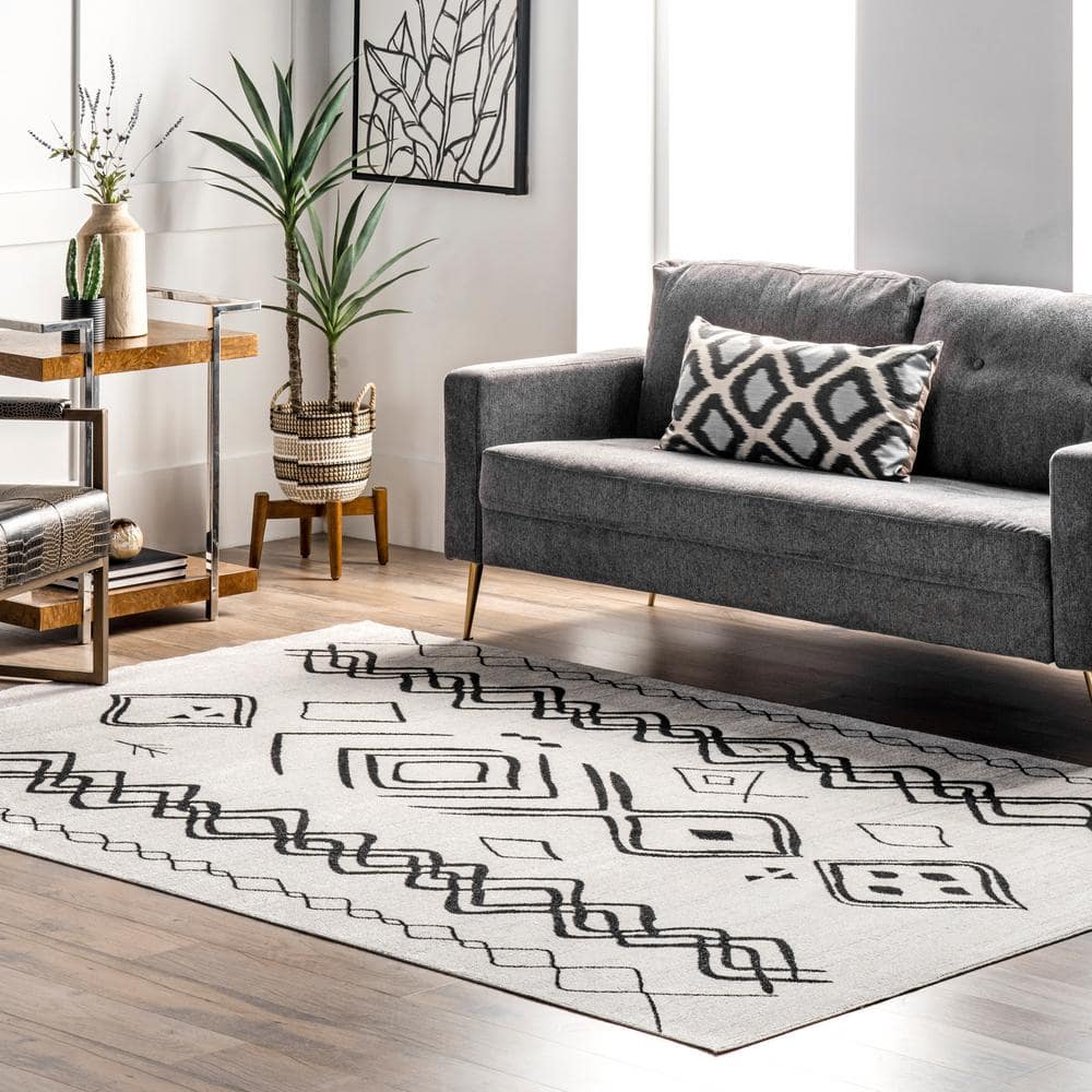 Gray Machine Washable Moroccan Runner Rug