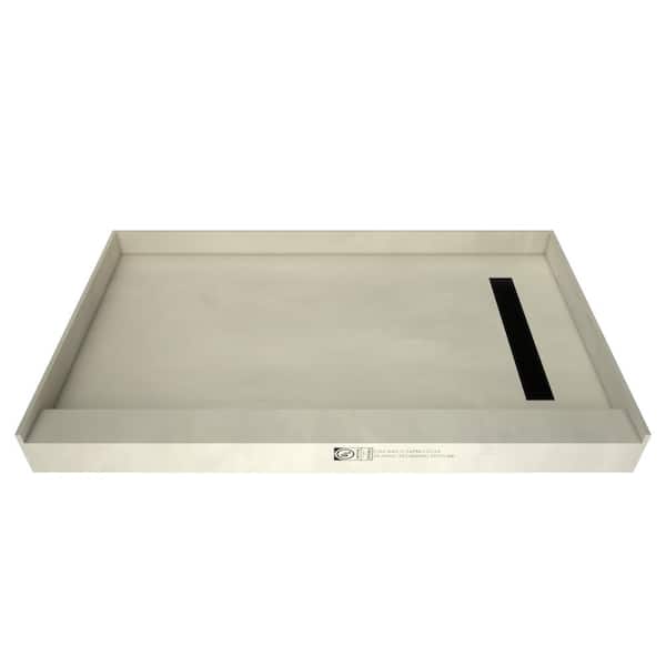 Tile Redi Redi Trench 48 in. L x 30 in. W Alcove Single Threshold Shower Pan Base with Right Trench Drain in Matte Black