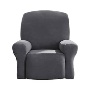 Cedar Stretch Washed Black Polyester Textured Recliner Slipcover