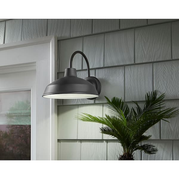 10 in. Bronze Integrated LED Barn Light Hardwired Outdoor Wall Light Lantern Sconce