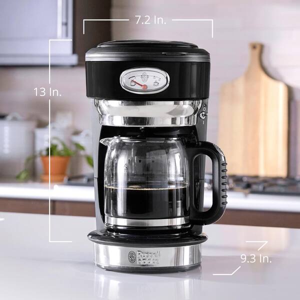 Russell Hobbs - Retro Style 8-Cup Black Stainless Steel Drip Coffee Maker