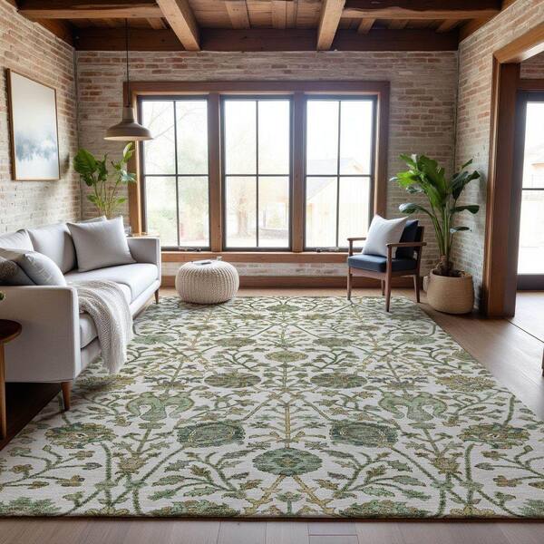 Mayfield Premium Machine Washable Abstract AMF1087 Ivory 3 ft. x 4 ft. Area Rug