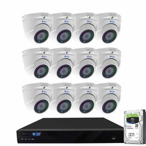 16-Channel 8MP 4TB NVR Security Camera System 12 Wired Turret Cameras 2.8mm-12mm Motorized Lens Human/Vehicle Detection