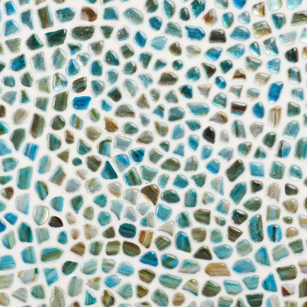 Fargin Pebble Tropical Lagoon 11.88 in. x 11.88 in. Polished Glass Wall Mosaic Tile (0.98 Sq. Ft./each) price history on PriceWatchPro