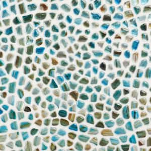 Fargin Pebble Tropical Lagoon 11.88 in. x 11.88 in. Polished Glass Wall Mosaic Tile (0.98 Sq. Ft./each)