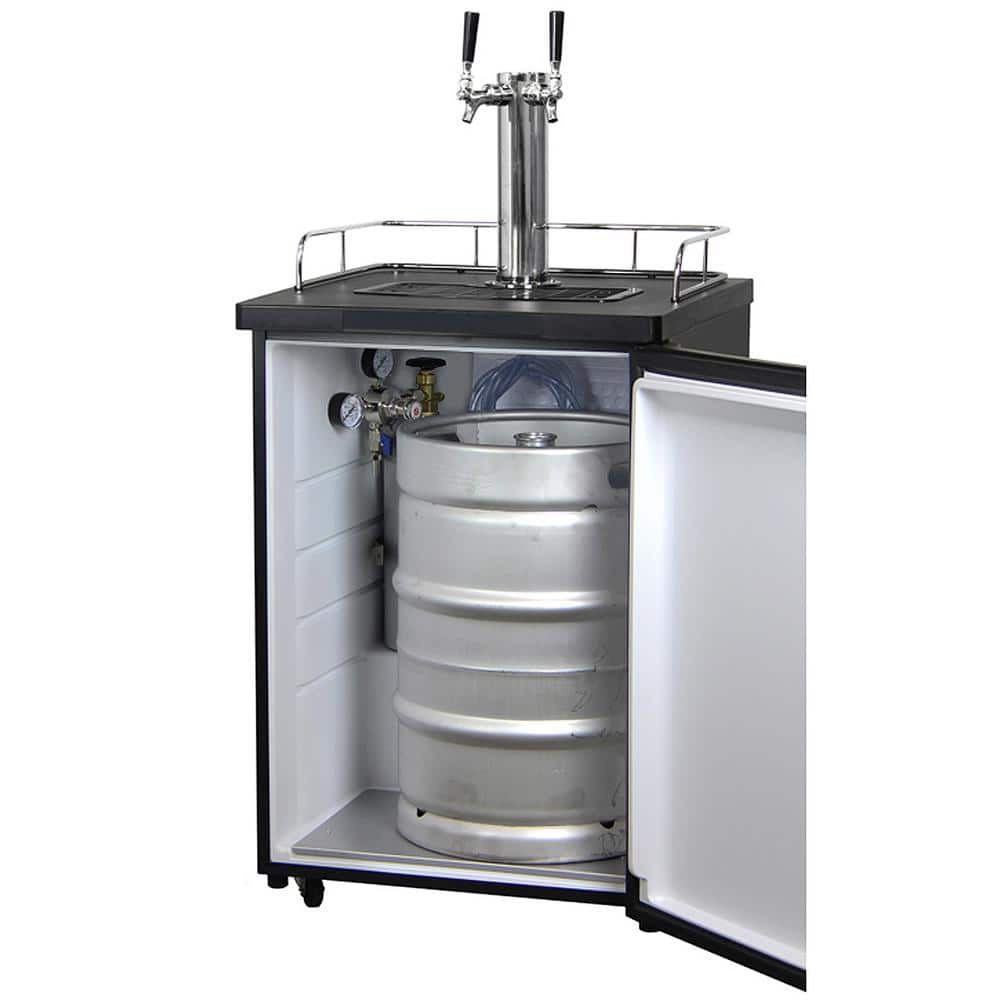 Stainless Steel Dual Tap Freestanding Kegerator with Adjustable Temperature