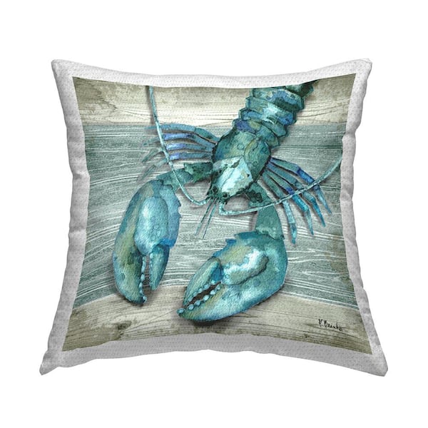 Stupell Industries Blue Lobster Marine Life Crawdad Blue Square Outdoor Throw Pillow