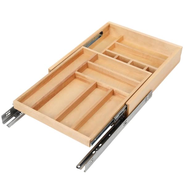Rev-A-Shelf Two-Tier Cutlery Drawer Replacement System with BLUMOTION  Soft-Close for Frameless 24 Inch Width Base, Natural Maple 4WTCD-572HFLSC-1