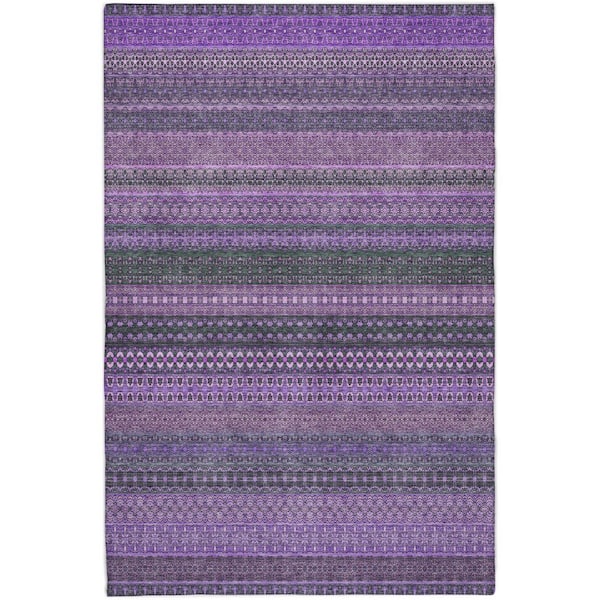 Dream Shag Premium Machine Washable Abstract ADS527 Purple 5 ft. x 7 ft. 6 in. Area Rug