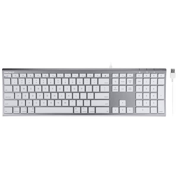 Macally Ultra Slim Wired Computer Keyboard and a Aluminum Laptop Stand for Desk Ideal Space Grey MacBook Accessories