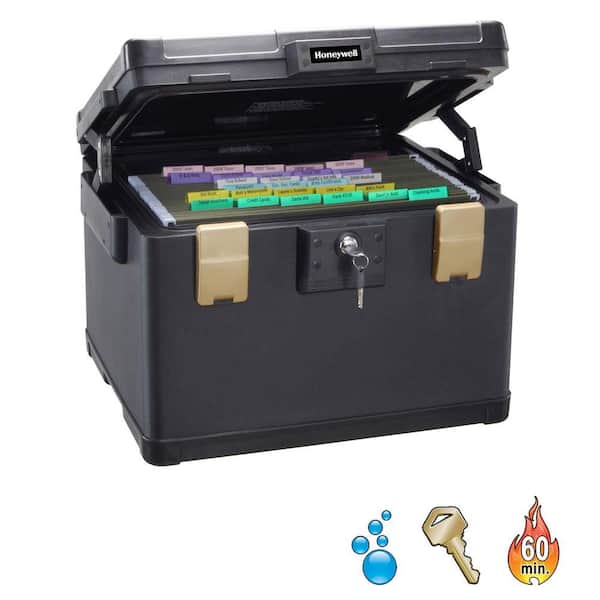 1.06 cu. ft. Molded Fire Resistant and Waterproof Legal Document Storage Chest with Key and Double Latch Lock