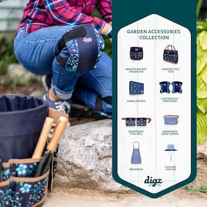 Women's 1-Size Midnight Floral Low-Profile Gardening Knee Pads