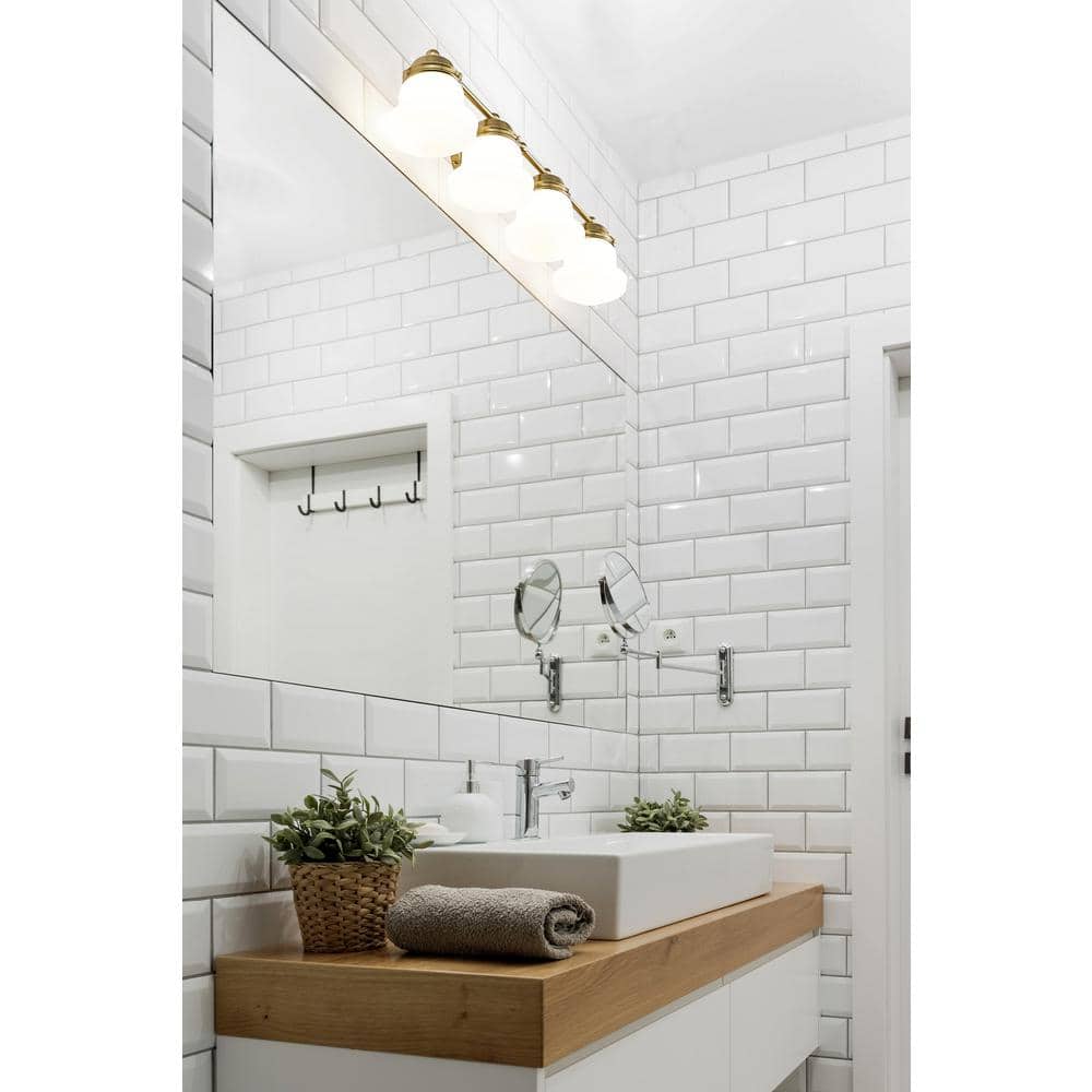 Luxe Gold 31.5" Dimmable Vanity Light with Matte Opal Glass