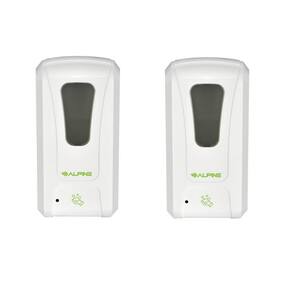 40 oz.. Wall Mount Automatic Liquid Hand Sanitizer Soap Dispenser in White (2-Pack)