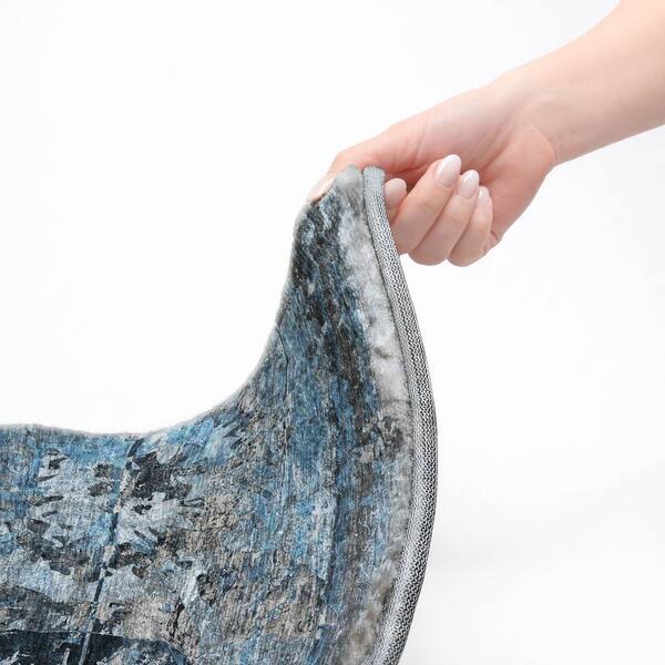 Dream Shag Premium Machine Washable Abstract ADS555 Denim 9 ft. x 12 ft. Area Rug