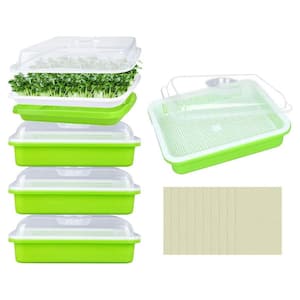 5-Pack Seed Sprouter Trays with Lids and Germinating Paper for Wheatgrass, Soil-Free Cultivation Germination Tray