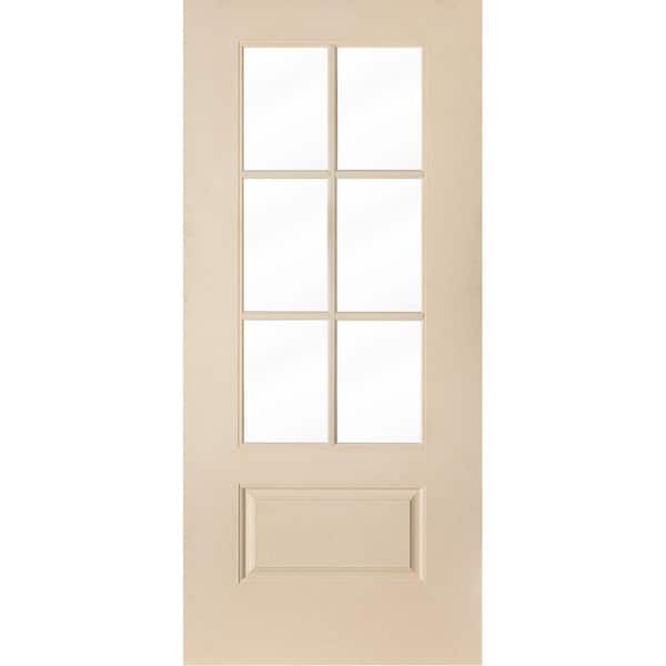 Krosswood Doors UINTAH Modern Farmhouse 36 in. x 80 in. 6-Lite Universal/Reversible Clear Glass Unfinished Fiberglass Front Door Slab