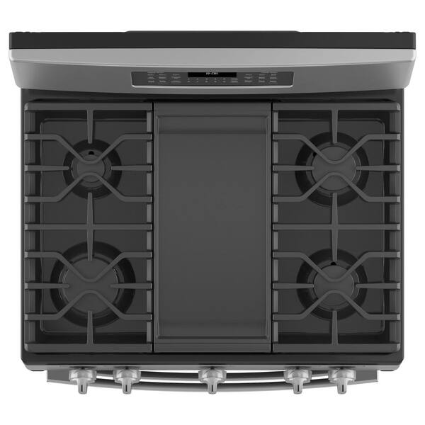 Ge 30 In 6 8 Cu Ft Double Oven Gas Range With Steam Cleaning Convection Oven In Stainless Steel Jgbs86spss The Home Depot