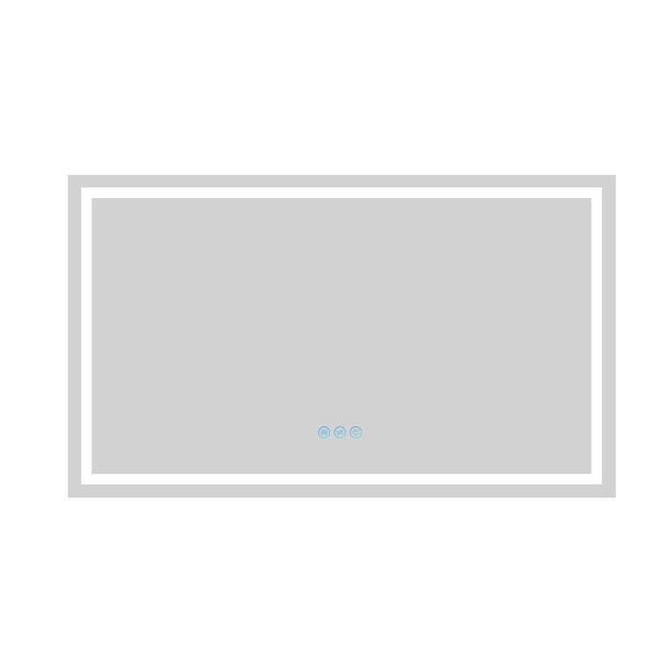 EPOWP 84 in. W x 32 in. H Rectangular Frameless Anti-Fog LED 8 Color Wall Bathroom Vanity Mirror in Silver