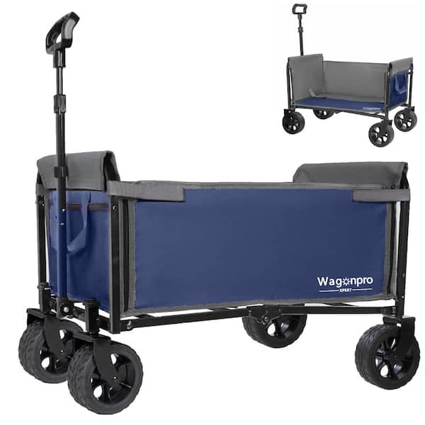 3.53 cu. ft. Steel Garden Cart in Blue with Full-Side Opening and Dog Leash for Outdoor Lawn, Patio and Landscaping