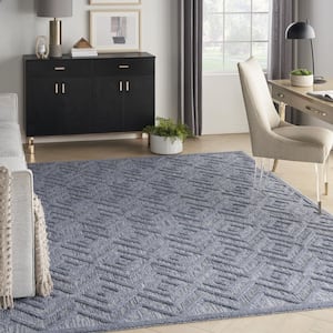 Versatile Denim Blue 9 ft. x 12 ft. Diamond Contemporary Area Rug