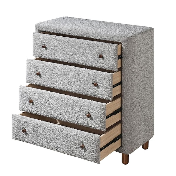 Acme Furniture Cleo Gray Boucle 4 33.07 in. Chest of Drawers