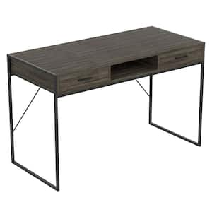 48 in. Gray Rectangular 2 -Drawer Writing Desk with Shelf