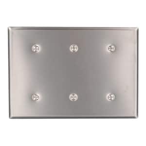 Stainless Steel 3-Gang Blank Plate Wall Plate (1-Pack)