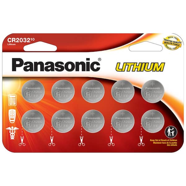 Panasonic CR2032 Lithium Coin Cell Batteries (10-pack)