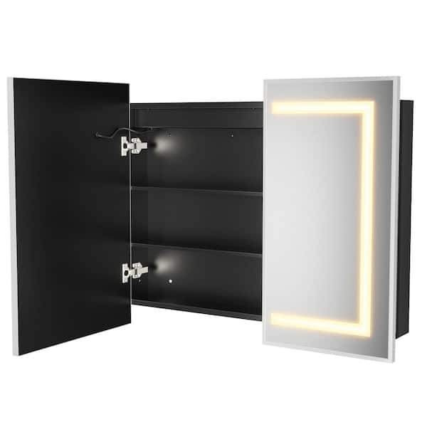 36 in. x 30 in. Silver Bathroom Medicine Cabinett with Mirror, Recessed or Surface Lighted Medicine Cabinet