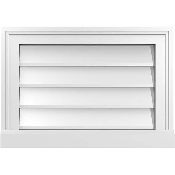Ekena Millwork 20 in. x 14 in. Vertical Surface Mount PVC Gable Vent: Decorative with Brickmould Sill Frame