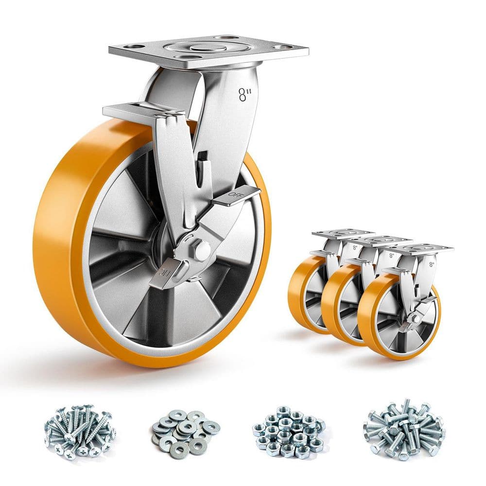 4-Pack Industrial Series 8 in. Orange Steel Swivel Locking Plate Caster Wheels with 7000 lb. Load Rating price history on PriceWatchPro