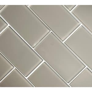Metro Subway Glossy Drift Wood Gray 3 in. x 6 in. Glass Kitchen and Bathroom Tile (9.75 sq. ft./Case)