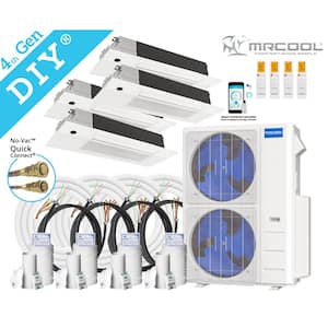 DIY 39,000 BTU 4-Ton 4-Zone 20.5 SEER Ductless Mini-Split AC and Heat Pump with Cassettes 9K+9K+9K+12K & 25,25,35,66ft