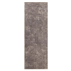 California Warm Stone 2 ft. 7 in. x 8 ft. in. Solid Indoor Ultra-Soft Fuzzy Shag Runner Rug
