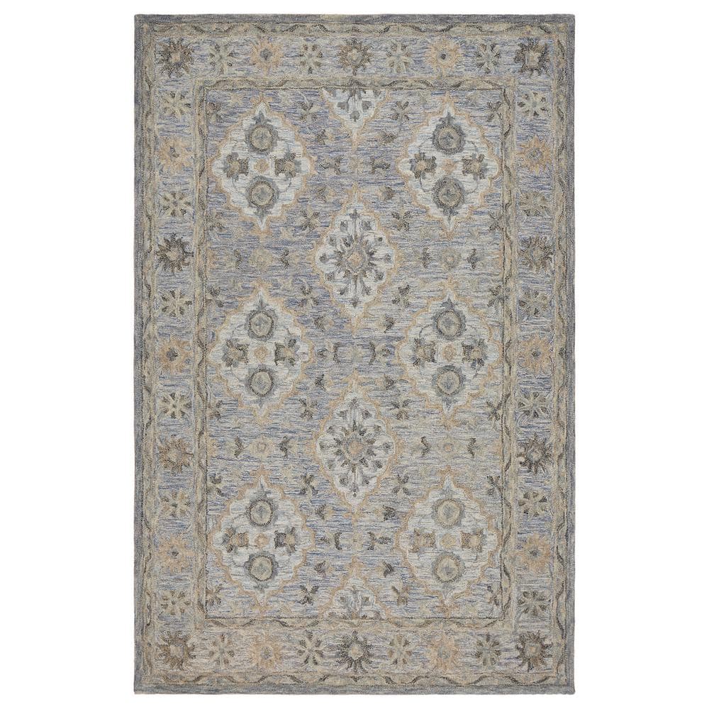 Blue 5 ft. x 7 ft. 9 in. Hand-Tufted Wool Oriental Indoor Area Rug