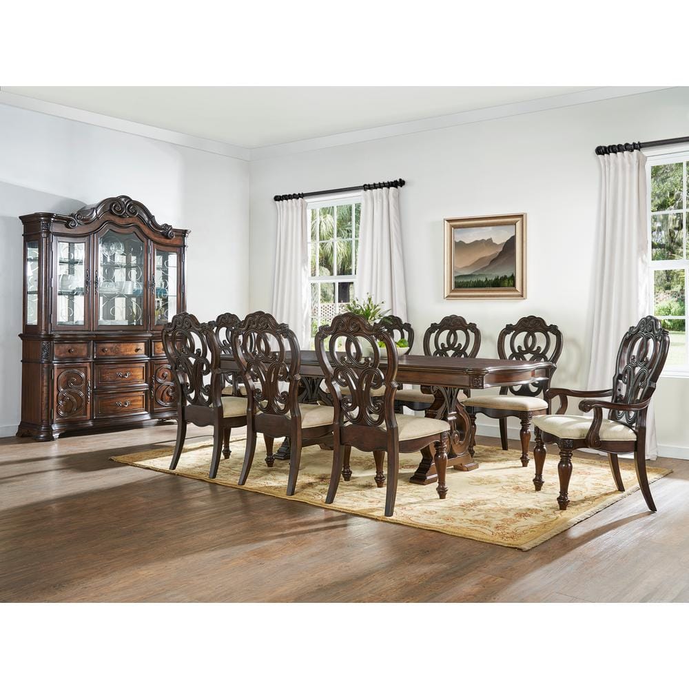Warm Pecan Upholstered Traditional Side Chair