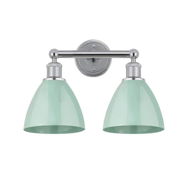 Plymoth Dome 16.5 in. 2-Light Polished Chrome Vanity Light with Metal Shade